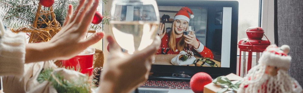 Woman trying to keep teeth white at Christmas
